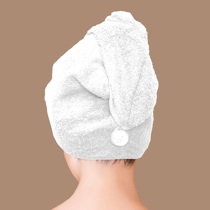 Siesta Zen Premium Quality 100% Combed Cotton Hair Drying Towel - White - Image 3